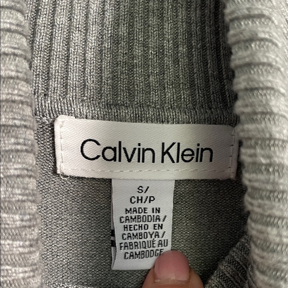 Calvin Klein Sweater Turtleneck Thin Rayon Nylon Casual Grey Gray Women's Small - Picture 4 of 11